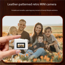 Retro  Digital Camera with Flash 1080P Bag Charm Children'S  Video Camera with Screen 5 Megapixels White