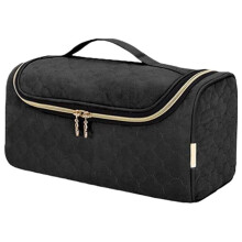 Borsa da Viaggio Portatile per il Trucco e La Cura Della Persona,  Capacità, Borsa da Viaggio Multifunzionale, Nera