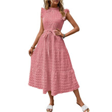 Women Summer Casual Midi Maxi Dresses Short Sleeve M