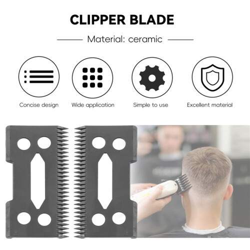 2 Pcs Ceramic Blade Ceramic Replacement Cutter ,28 Teeth Ceramic Clipper Blade Replacement Cutter 2-Hole Clipper,Black 1