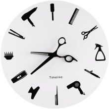 Timelike Barber Stylist Tools Wall Clock Modern 3D Quartz Non Ticking Beauty Hair Salon Clocks Watch for Home Decor Gift