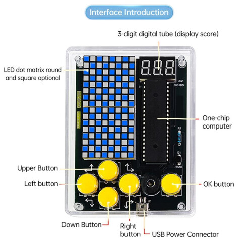 Pixel Gamer DIY Kit Pocket Gamer 51 Microcontroller Electronic Circuit Teaching Experiment Soldering Practice Module A 2