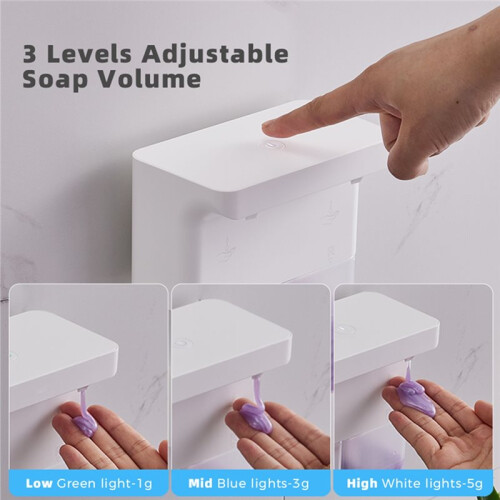 600ml Automatic Foam Soap Dispenser Double- Touchless Rechargeable 3-Level Adjustable Induction Sensor for Kitchen 2