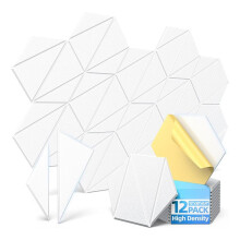 12 Pack Walls Acoustic Panels with Self-Adhesive 12"X10"X0.4" Sound Proof Foam Panels for Home Studio Office White