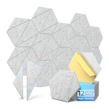 12 Pack Walls Acoustic Panels with Self-Adhesive 12"X10"X0.4" Sound Proof Foam Panels for Home Studio Office Silver Gray
