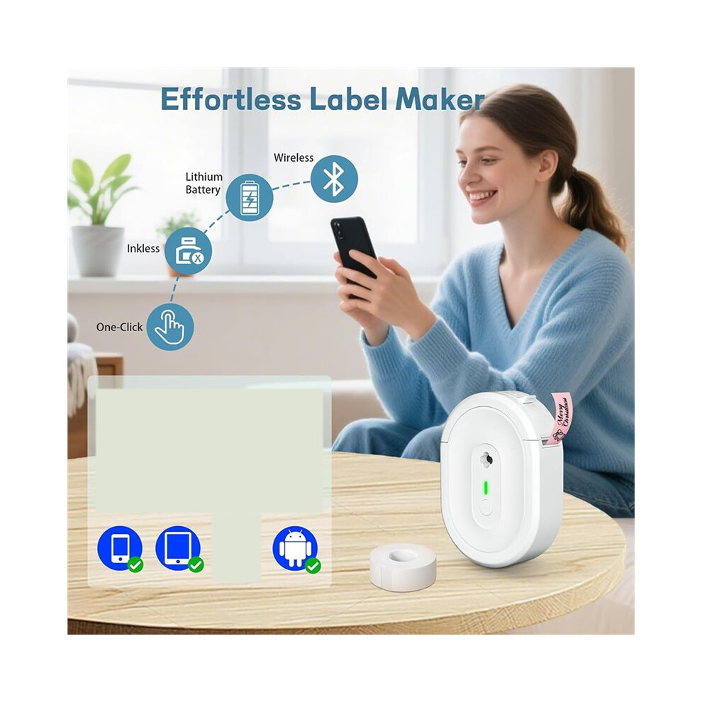 Label Maker Machine With Tape Waterproof Label Printer Handheld Labeler Rechargeable Label Machine White 6033897267885