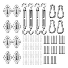 Awning Attachment Set, Heavy Duty Sun Shade Sail Stainless Steel Hardware Kit for Garden Triangle and Square, Rectangle
