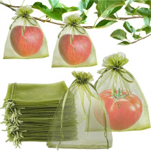 200PCS Fruit Protection Bags 5.5 X7.8 Cover for Tree Netting to Protect Fruit Mesh Organza Bags Green Net for Vegetables