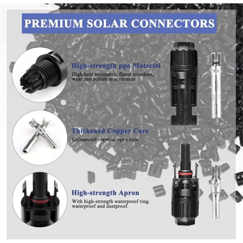 Photovoltaic Connector Kit, Solar Plug, Battery Panel Connector, Solar Panel Connector - 30 Pairs Connectors, 2 Spanner 1