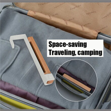 2PCS Portable Travel Door Hooks,Wooden Hook Organizer Rack for Coat Hats Robes,Foldable Clothes Hanger for Laundry Room