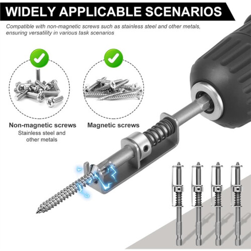 Bit Holder 1/4" Hex Shank Keychain, Spring Loaded Screw Holder Bits, Fast Release Extension Bar Keychain 2