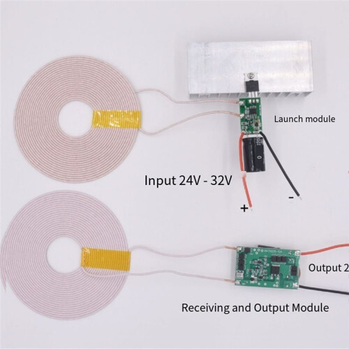 100W 4A  24V Remote Wireless Power Supply Module Wireless Charging Charger Coil Induction Transmitter Receiver 2