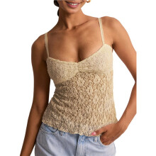 Women Lace Camisole Tank Tops Y2k Spaghetti Strap Camis Going Out Top Khaki M