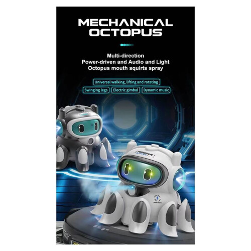 New Electric Universal Walking Octopus Automatic Obstacle Avoidance Swing Cool Lighting Music Sprayable Children'S Toy A