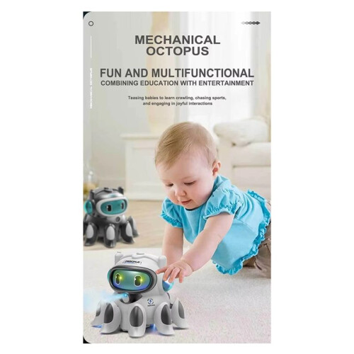 New Electric Universal Walking Octopus Automatic Obstacle Avoidance Swing Cool Lighting Music Sprayable Children'S Toy B 2