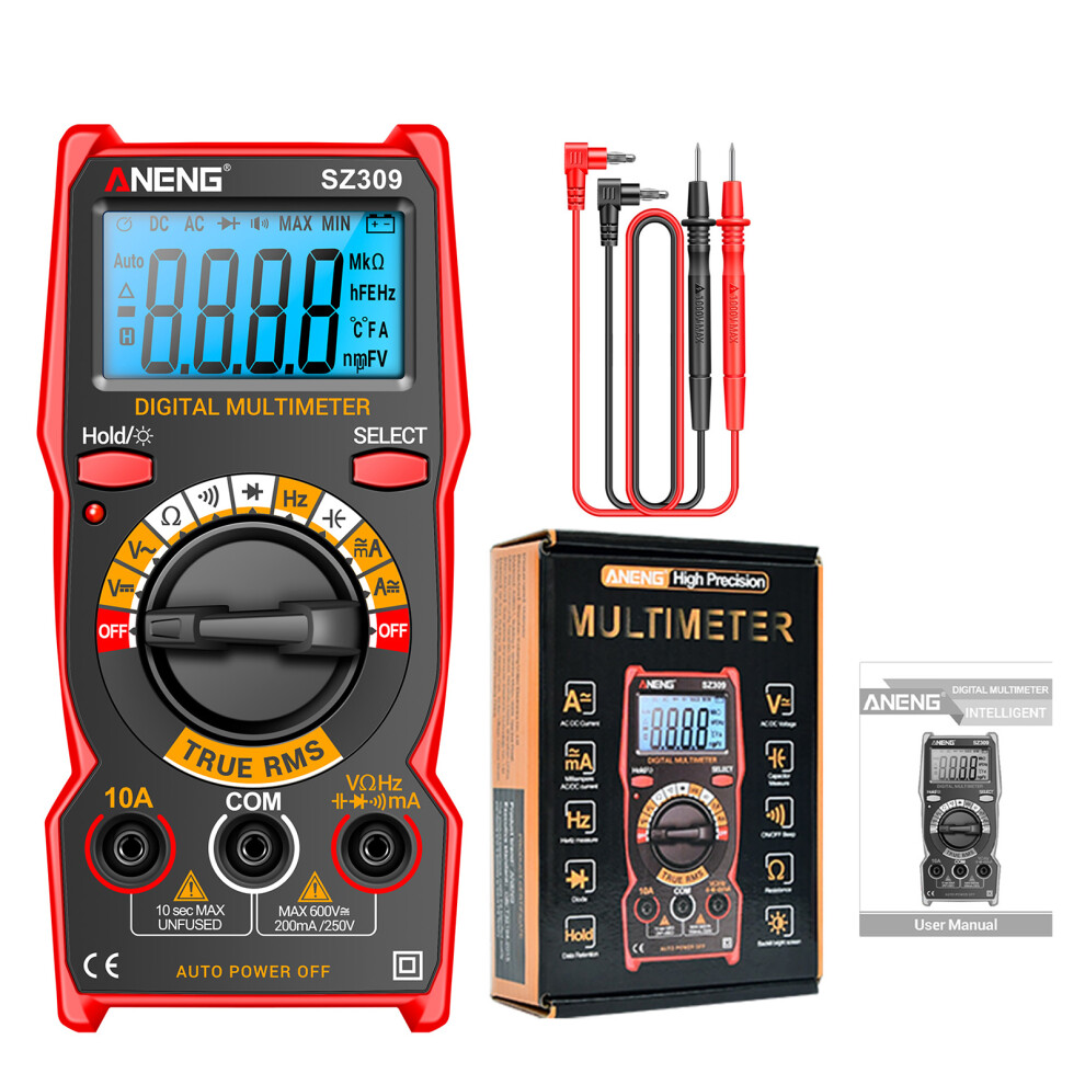 Sz309 Smart Digital Multimeter 1999 Counts Backlit Lcd, Ac/Dc Voltmeter 4671384539286