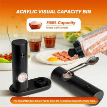 Electric Salt and Pepper Grinder Set, Single Hand Adjustable Coarseness, Battery Powered with Stand, Seasoning Tools