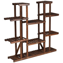 Portapiante in legno a 9 livelli, scaffale per fiori, portapiante, 125 x 25 x 114 cm, marrone