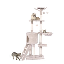 Katzenbaum 140 cm mit Plattformen, Sisalstämmen, Beige