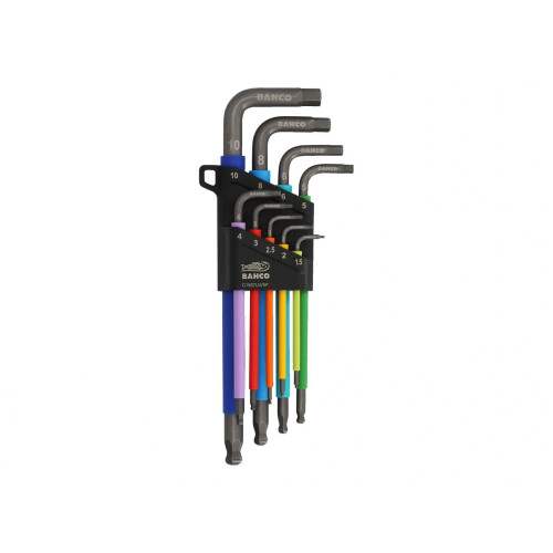 Bahco Bahco C1997lm/9p Metric Long Ball End Coloured Hex L-key Set, 9 Piece 1