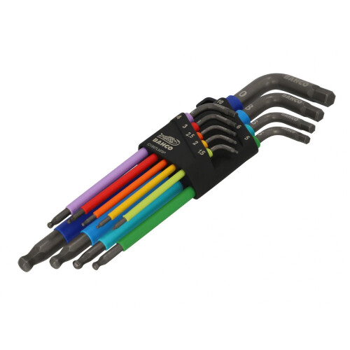 Bahco Bahco C1997lm/9p Metric Long Ball End Coloured Hex L-key Set, 9 Piece