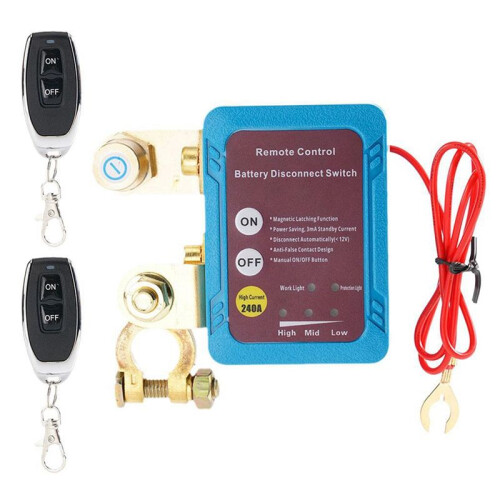 12V 240A Remote Battery Disconnect  Automatic Power Shut Off  Remote Control  Auto
