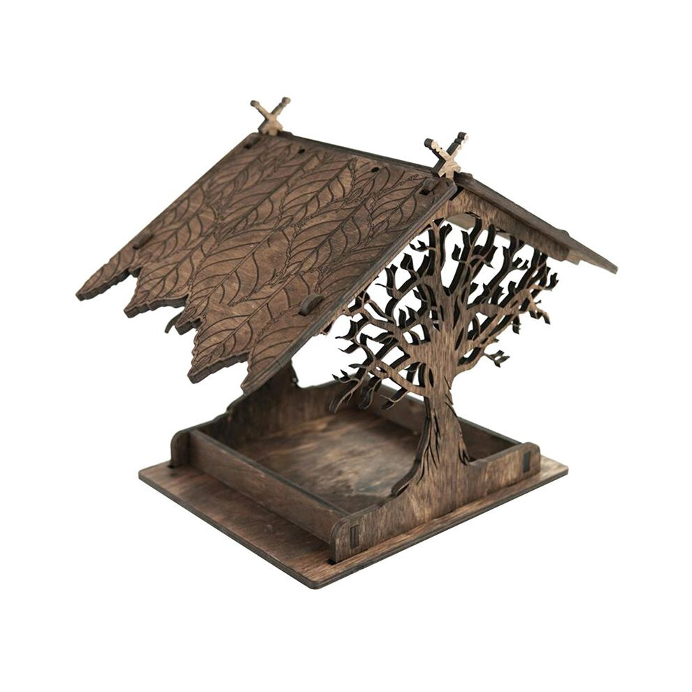 Wooden Bird Feeder Hanging Drinker For Garden Yard Garden Decor Roof Outside Bird Feeders-A 6032724660493