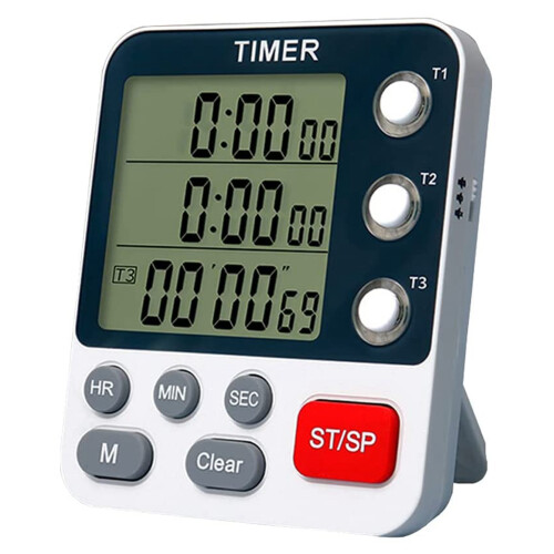 Digital Dual Kitchen Timer,3 Channels Count /Down Timer,Cooking Timer,Large Display,Loud Volume Alarm and Flashing