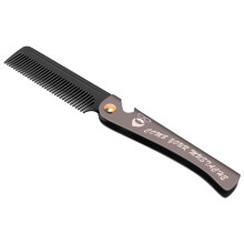 1 Pcs Black Men Folding Pocket Comb PP Teeth Detangling Hair Beard Comb Metal Handle Foldable Combing Facial Mustache Comb