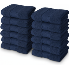 12x Face Cloths Towels 100% Egyptian Cotton Flannels Wash Cloths Towels 500GSM (Navy)