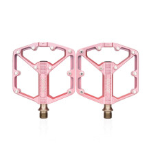Aluminum Alloy Bike Pedals 125x105x19mm Pink 3-Bearing Flat Platform