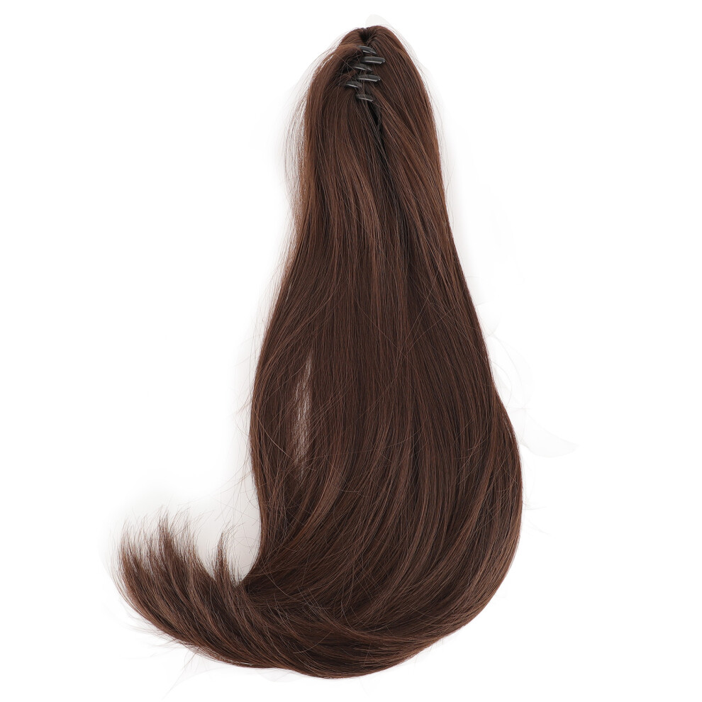Unisex Brown Long Light Synthetic Ponytail Extension Claw ClipâLifelike & Fashionable