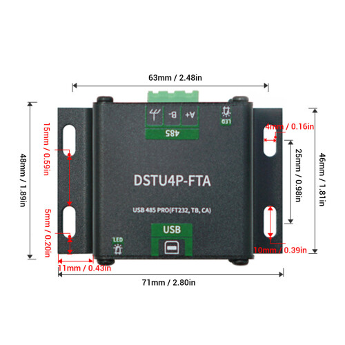 USB to RS485 Serial Converter Interconverter Module, 2Mbps, 71x48mm 1