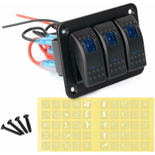 3 Gang Aluminum Panel Toggle Dash 5 Pin /Off Pre-Wired Rocker for Automotive Car Marine Boat
