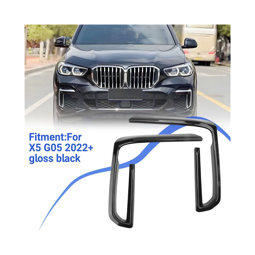 Car Glossy Front Bumper Lower Grille Trim Strips Fog Cover Trim For- X5 G05 2022+ Black/Light 6034276620796