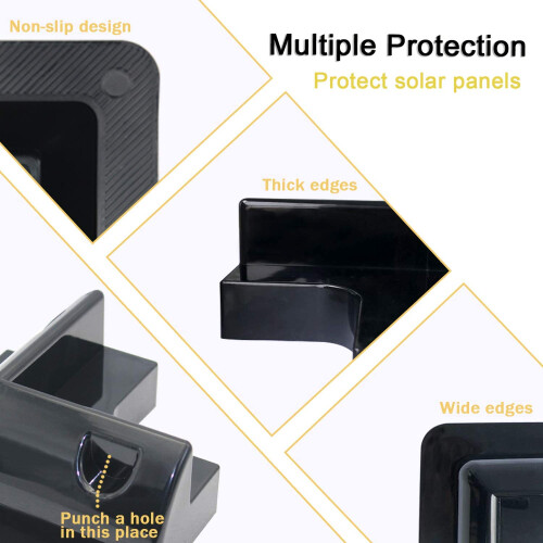 4Pcs RV Solar Panel Mounting Brackets Black Drill-Free Corner Bracket Support for RV Boat Caravans 2
