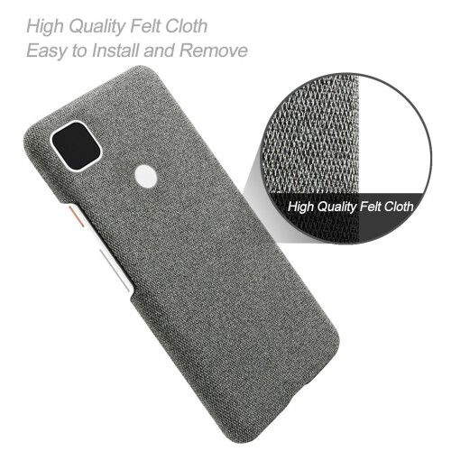 Phone Shell Cloth Pattern Leather Case  Pixel Anti Drop Protective Cover Suitable for  Pixel 4A(Gray) 2