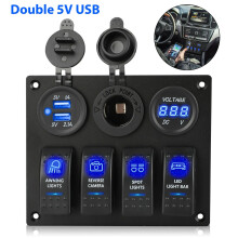 12-24V 4-Voudige Toggle Blauwe LED-Tuimelschakelaarpaneel Stroomonderbreker Waterdicht voor Auto-Marineboot