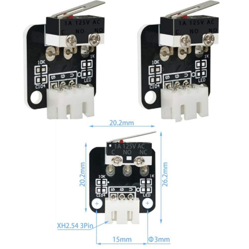 5Pcs 3Pin for End Stop Limit  with Cables,3D Printer Limit Switchs,Mechanical Endstop  Module for CR 10 2
