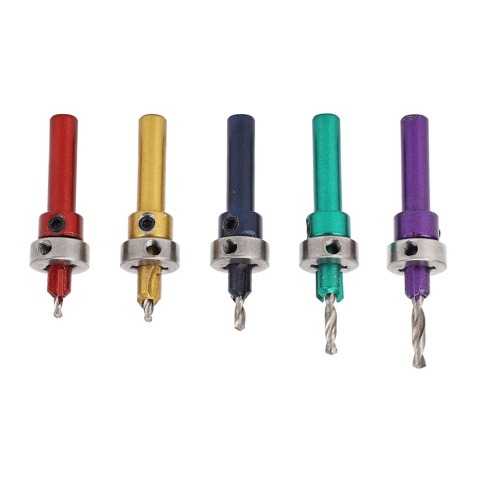 5Pcs Adjustable Wood Countersink Drill Bit Set, 2.8-4.0Mm, 5 Colors 8401384543336