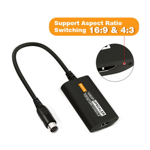 For  SS Saturn -Compatible Converter Saturn 16:9/4:3 S-Video Input 1080P Adapter 2