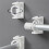 10Pcs Curtain Rod Holder Clamp Hooks Self Adhesive Clothes Rail Bracket 360 Rotation Triangle Ring Adjustable Hooks 6
