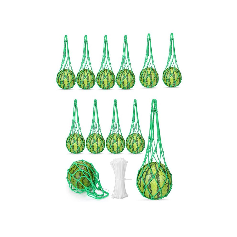 Semoic 12 Pcs Watermelon Net Melon Hammock Melon Cradle Plant And Garden Supports Pumpkin Support Hanging Bag Protects Green