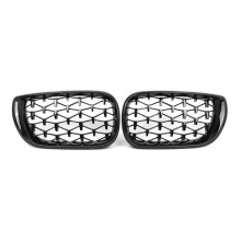 Car Diamond Gloss Black Front Grill Kidney Grille for E46 4-Door Sedan 2002-2005