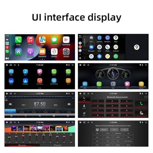 Rádio Automotivo Sem Fio Carplay de 6,86 Polegadas com Tela Sensível Ao Toque Single Din e  Android Auto USB AUX RDS