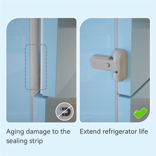 2Pcs Safe Fridge Lock, Child Proof Refrigerator Freezer Door Lock, Protect Refrigerators with Sealing Strips Grey 1