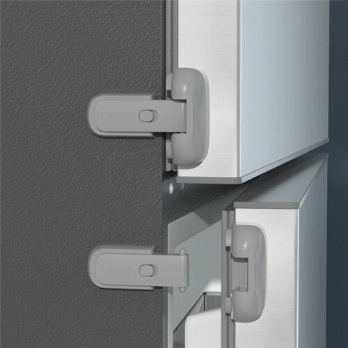 2Pcs Safe Fridge Lock, Child Proof Refrigerator Freezer Door Lock, Protect Refrigerators with Sealing Strips Grey 2