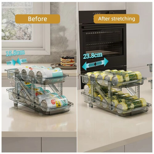 Stackable Refrigerator Can Organizer - Clear Plastic Beverage Dispenser & Food Storage Rack for Soda,Beer,Canned Goods A 1