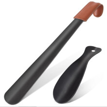 Lederen Schoenlepelset, Zwarte Schoenlepel, Set van 2 Metalen Schoenlepelhandvat voor Senioren