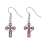 Sterling Silver Scottish Celtic Cross Red Dangle Earrings 1